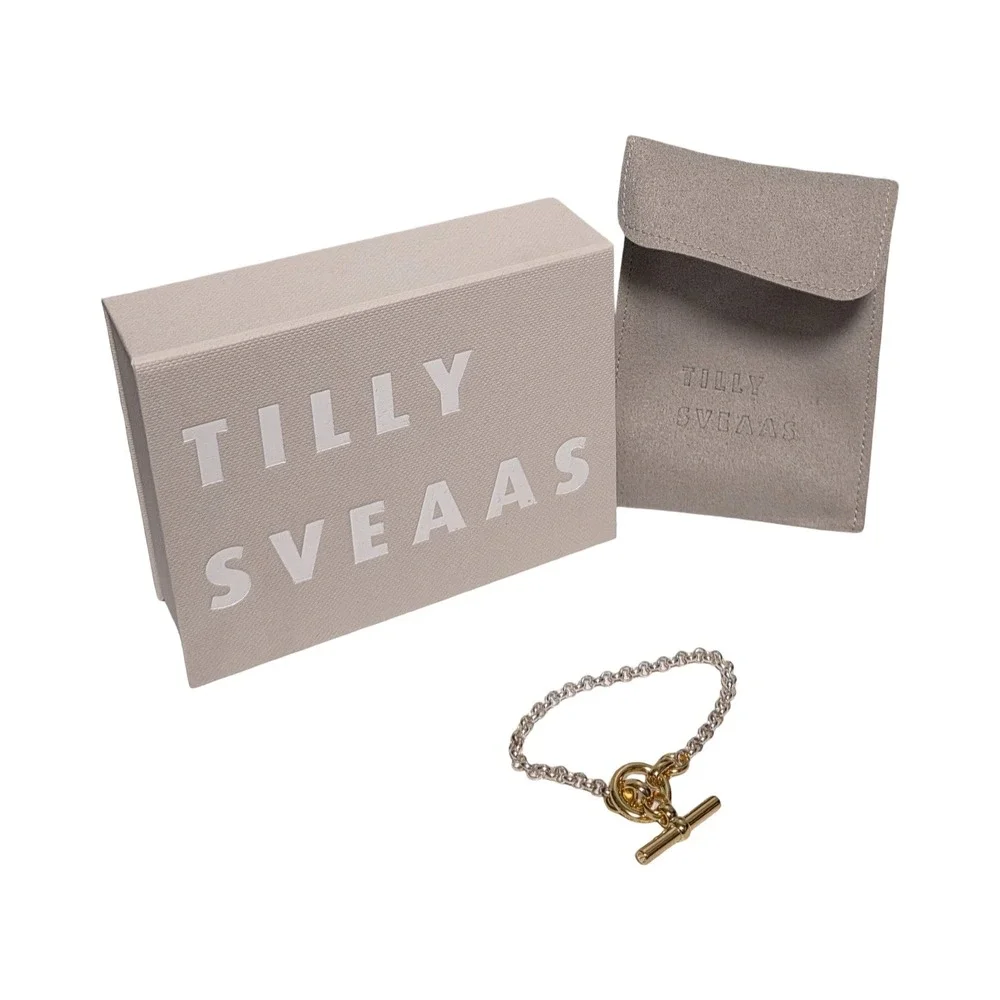 Tilly Sveaas Mixed Metal Sterling Silver Gold Plated T-Bar Toggle Bracelet 7in